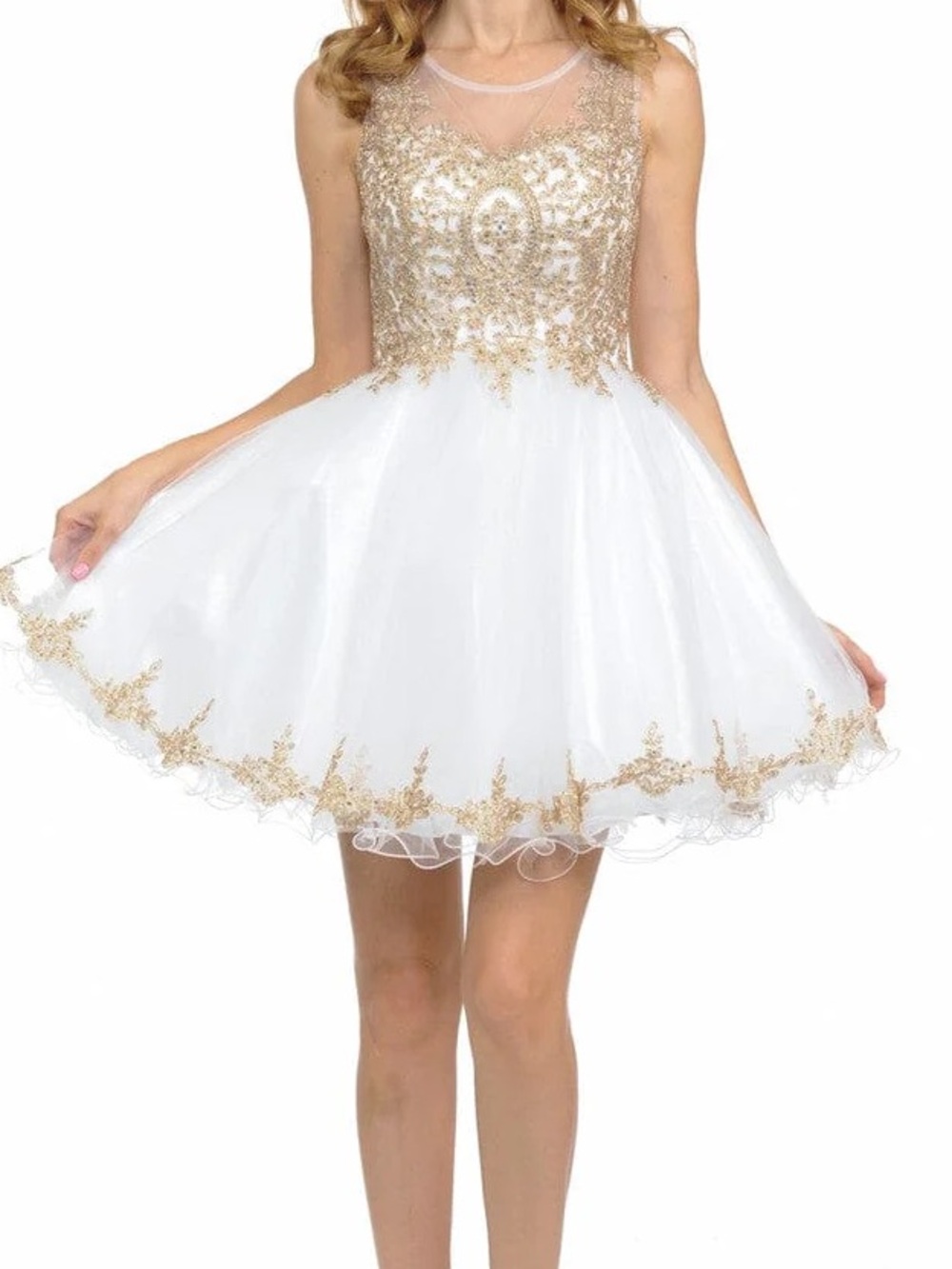 Lenovia Homecoming Dress with Gold Embroidered Bodice💛